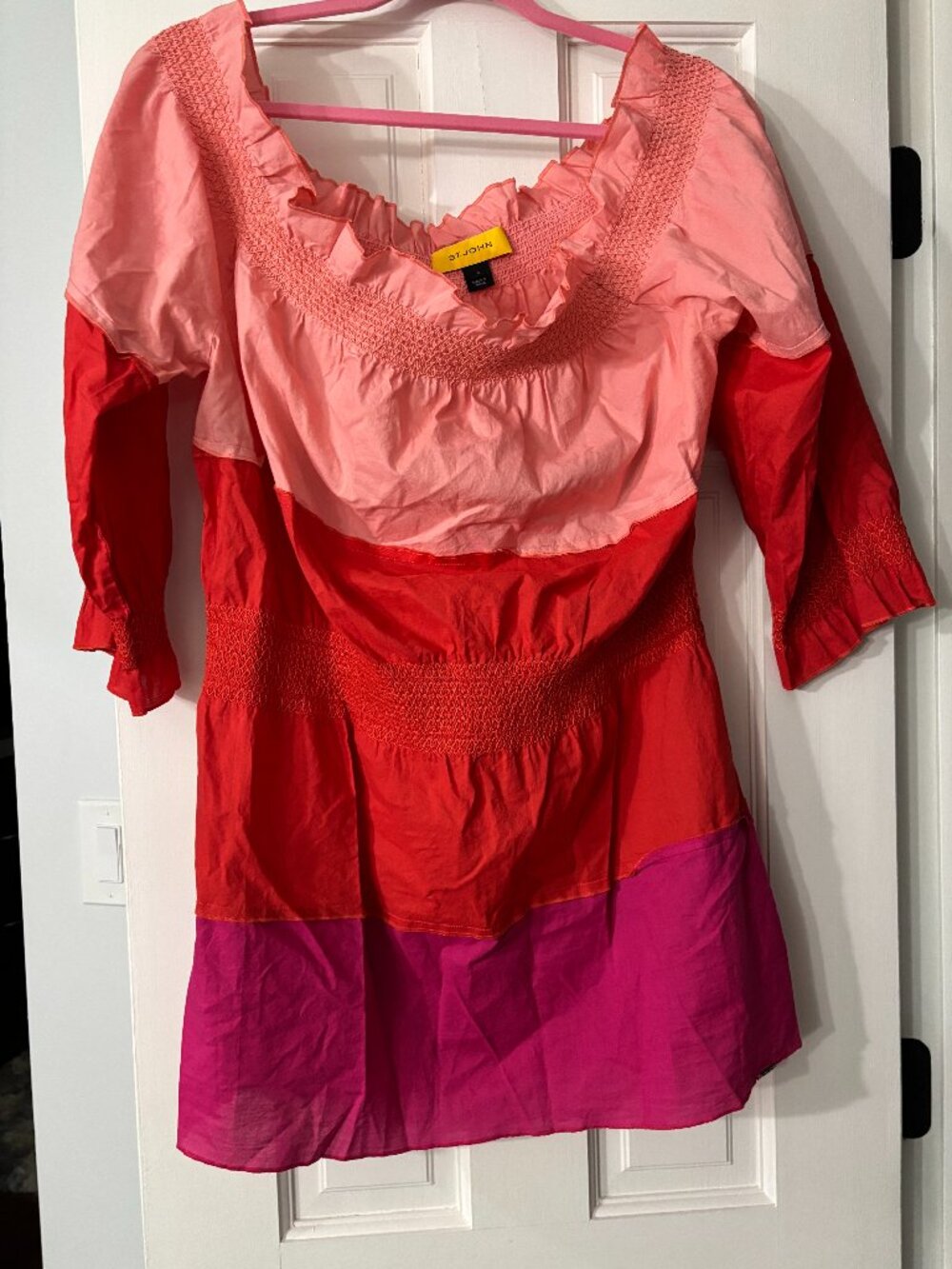 St. John Tiered Mini Off-Shoulder Dress - Multicolor - Size 8